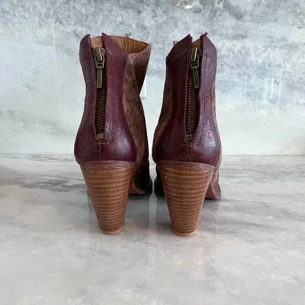 Anthropologie J Shoes Floral Suede & Leather Ankle Boots 38.5/8 - Picture 2 of 7